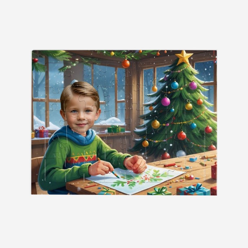 Puzzle świąteczne z choinką 40 elementów – magiczny prezent na święta