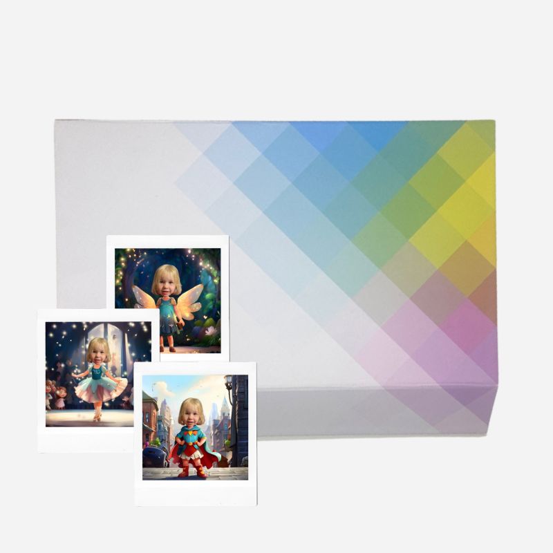 Personalizowane karty memo bajkowy świat ze zdjęciem dziewczynki – personalizowana gra pamięciowa