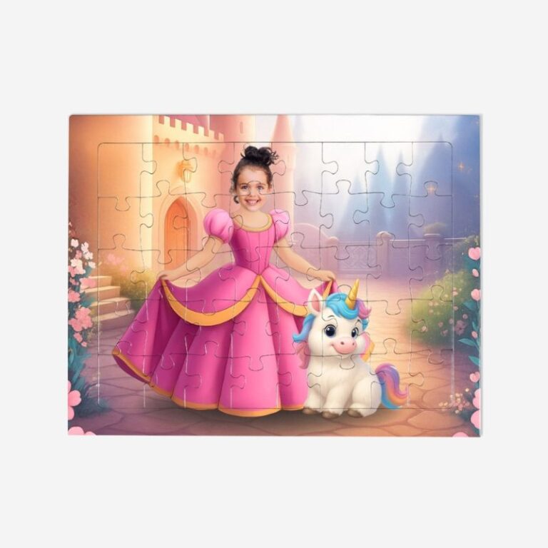 personalizowane puzzle Księżniczka i Jednorożec