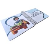 Personalizowana książka o pojazdach dla małego dziecka 1–3 lata. Sztywne strony, bindowanie na spirali