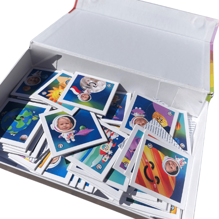 karty memo kosmos ze zdjęciem dziewczynki – personalizowana gra pamięciowa