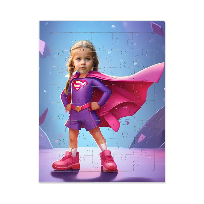 SUPERBOHATERKA PERSONALIZOWANE PUZZLE Z TWOIM ZDJĘCIEM 40EL  I TY MOŻESZ ZOSTAĆ SUPERBOHATEREM