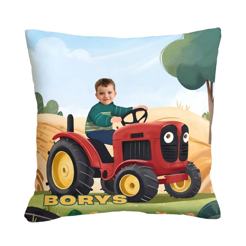 Poduszka Personalizowana czerwony traktor