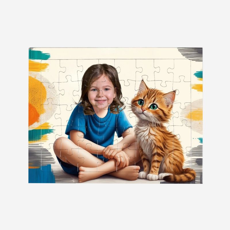 personalizowane puzzle Kotek ze zdjęciem dziecka