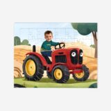 Puzzle personalizowane Czerwony Traktor ze zdjęciem dziecka, 40 elementów w ramce,