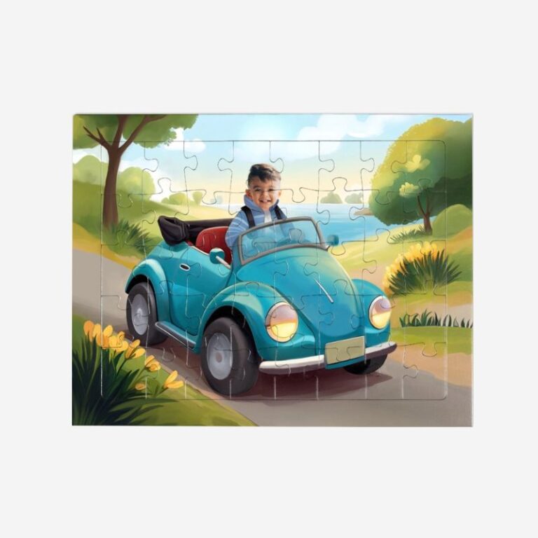 Puzzle personalizowane „Kabrio” ze zdjęciem dziecka, 40 elementów w ramce, czas realizacji 5–6 dni roboczych
