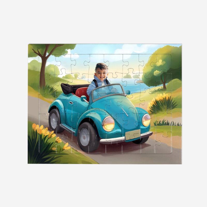 Puzzle personalizowane „Kabrio” ze zdjęciem dziecka, 40 elementów w ramce, czas realizacji 5–6 dni roboczych
