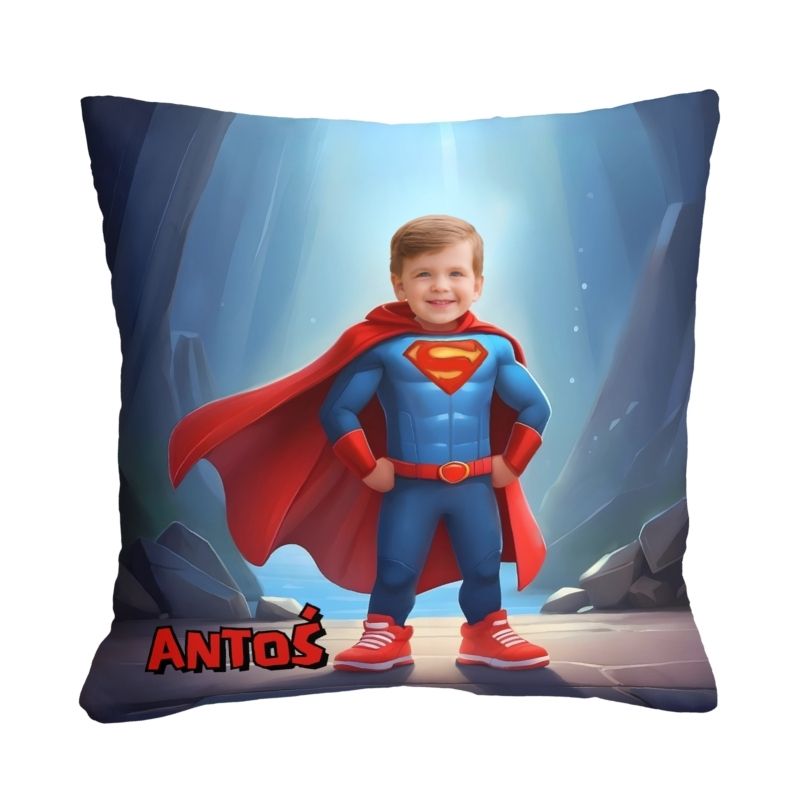 personalizowana poduszka superbohater z imieniem dziecka