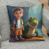 personalizowana poduszka Krokodyl ze zdjęciem dziecka – dekoracyjna poduszka dla chłopca