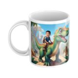 personalizowany kubek dinozaur ze zdjęciem dziecka i opcjonalnym imieniem