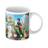 personalizowany kubek dinozaur ze zdjęciem dziecka i opcjonalnym imieniem