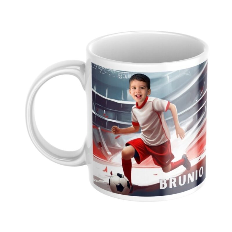 personalizowany kubek piłkarz ze zdjęciem dziecka