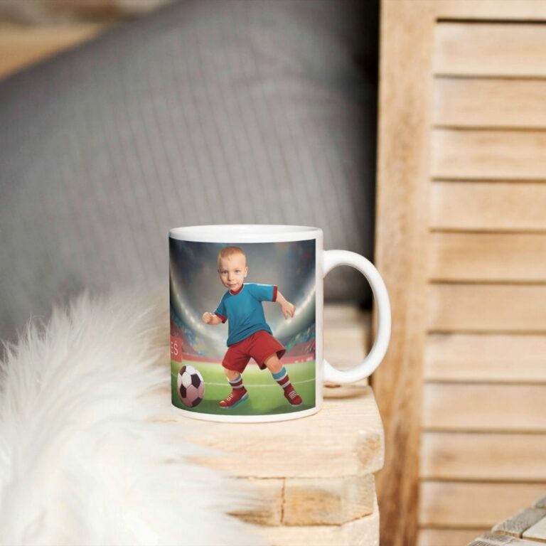 personalizowany kubek piłkarze ze zdjęciem dziecka i opcjonalnym imieniem