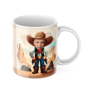 Personalizowane prezenty ze zdjęciem dla dzieci, wyjątkowe prezenty z własnym nadrukiem Personalizowany Kubek z Twoim imieniem i Zdjęciem kowboj
