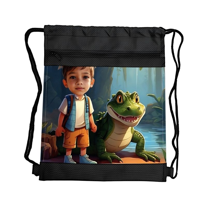 KROKODYL 1 PERSONALIZOWANY WOREK Z BAJKOWĄ GRAFIKĄ i TWOIM ZDJĘCIEM Z PRZEGRÓDKAMI NA ZAMEK