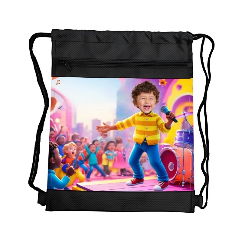 ARTYSTA PIOSENKARZ PERSONALIZOWANY WOREK Z BAJKOWĄ GRAFIKĄ i TWOIM ZDJĘCIEM Z PRZEGRÓDKAMI NA ZAMEK