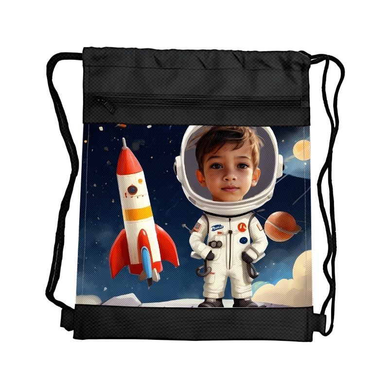 ASTRONAUTA PERSONALIZOWANY WOREK Z BAJKOWĄ GRAFIKĄ i TWOIM ZDJĘCIEM Z PRZEGRÓDKAMI NA ZAMEK
