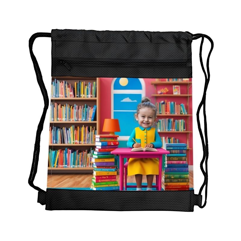 BIBLIOTEKARKA PERSONALIZOWANY WOREK Z BAJKOWĄ GRAFIKĄ i TWOIM ZDJĘCIEM Z PRZEGRÓDKAMI NA ZAMEK