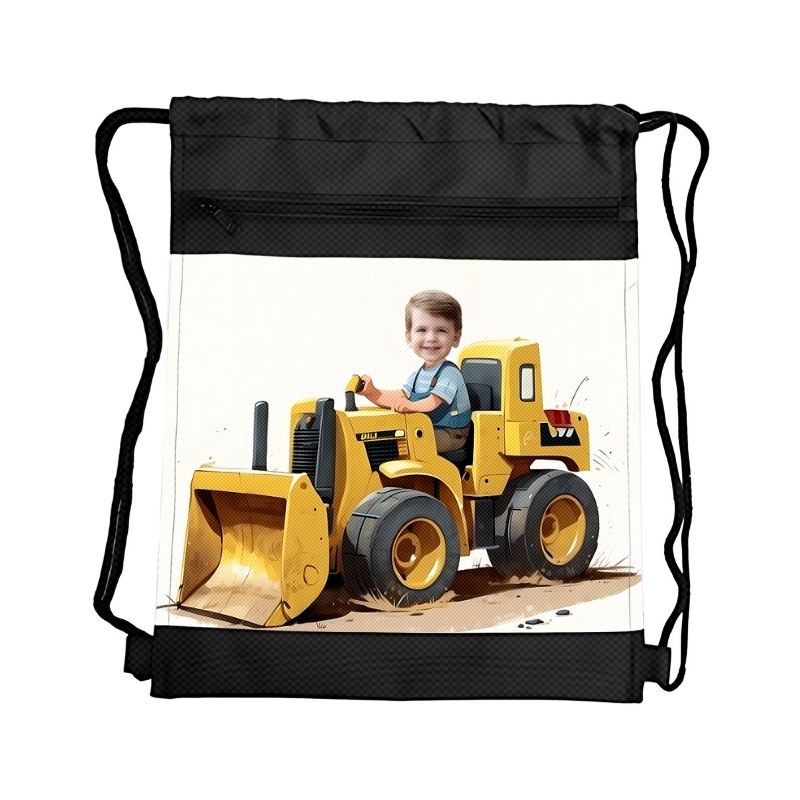 SPYCHACZ PERSONALIZOWANY WOREK Z BAJKOWĄ GRAFIKĄ i TWOIM ZDJĘCIEM Z PRZEGRÓDKAMI NA ZAMEK POJAZDY