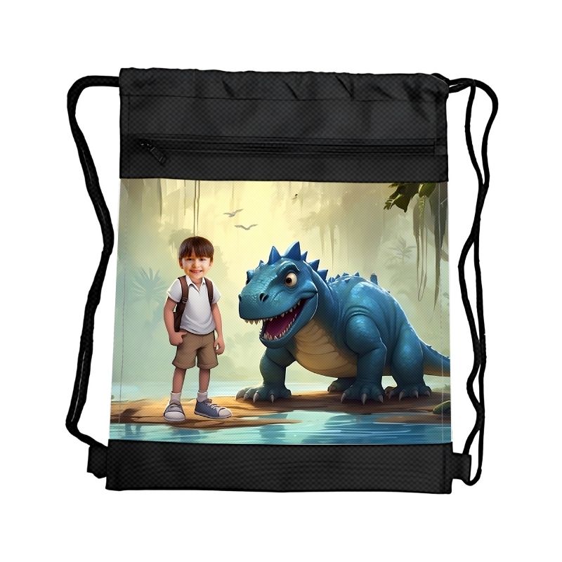 ODKRYWCA DINOZAURÓW 3 PERSONALIZOWANY WOREK Z BAJKOWĄ GRAFIKĄ i TWOIM ZDJĘCIEM Z PRZEGRÓDKAMI NA ZAMEK DINOZAURY