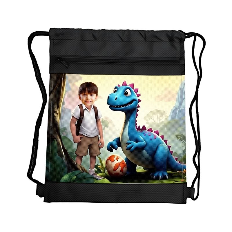 ODKRYWCA DINOZAURÓW 8 PERSONALIZOWANY WOREK Z BAJKOWĄ GRAFIKĄ i TWOIM ZDJĘCIEM Z PRZEGRÓDKAMI NA ZAMEK DINOZAURY