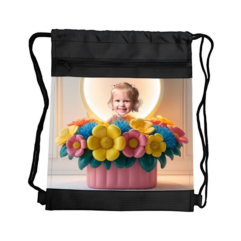 FLORYSTA PERSONALIZOWANY WOREK Z BAJKOWĄ GRAFIKĄ i TWOIM ZDJĘCIEM Z PRZEGRÓDKAMI NA ZAMEK