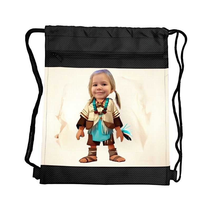 INDIANIN PERSONALIZOWANY WOREK Z BAJKOWĄ GRAFIKĄ i TWOIM ZDJĘCIEM Z PRZEGRÓDKAMI NA ZAMEK