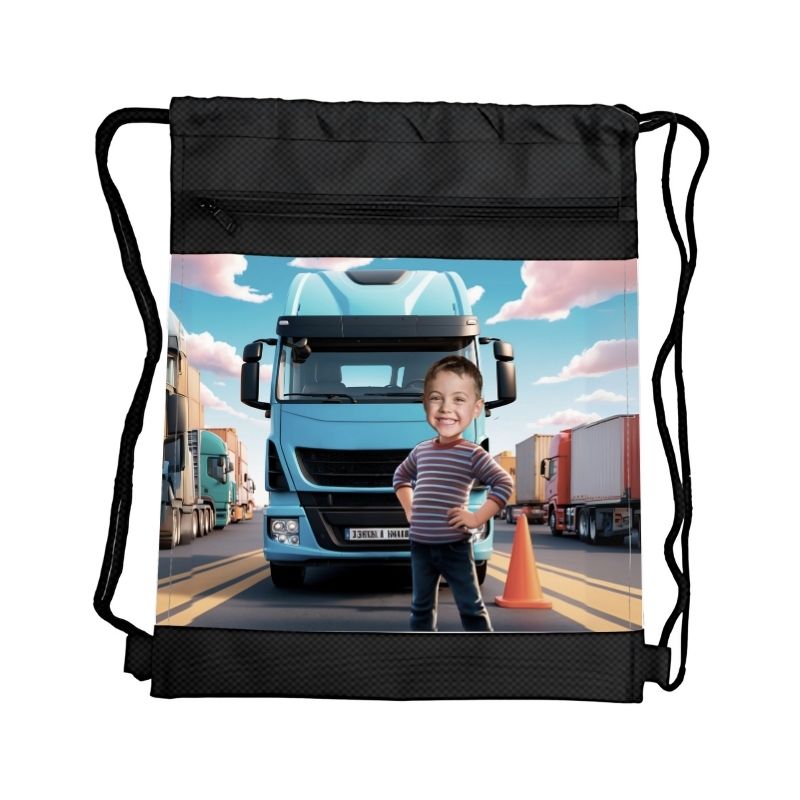 KIEROWCA TIR PERSONALIZOWANY WOREK Z BAJKOWĄ GRAFIKĄ i TWOIM ZDJĘCIEM Z PRZEGRÓDKAMI NA ZAMEK POJAZDY