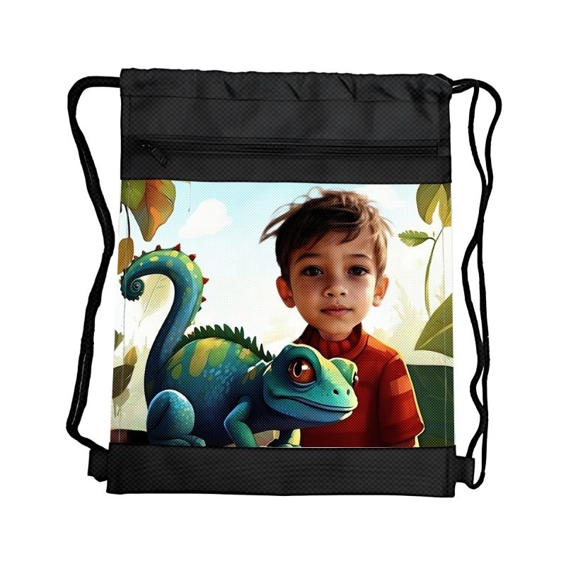 KAMELEON PERSONALIZOWANY WOREK Z BAJKOWĄ GRAFIKĄ i TWOIM ZDJĘCIEM Z PRZEGRÓDKAMI NA ZAMEK