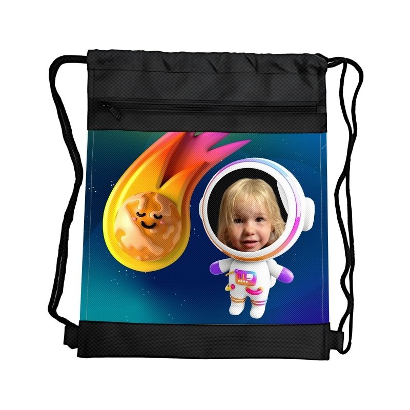 KOSMOS KOMETA PERSONALIZOWANY WOREK Z BAJKOWĄ GRAFIKĄ i TWOIM ZDJĘCIEM Z PRZEGRÓDKAMI NA ZAMEK