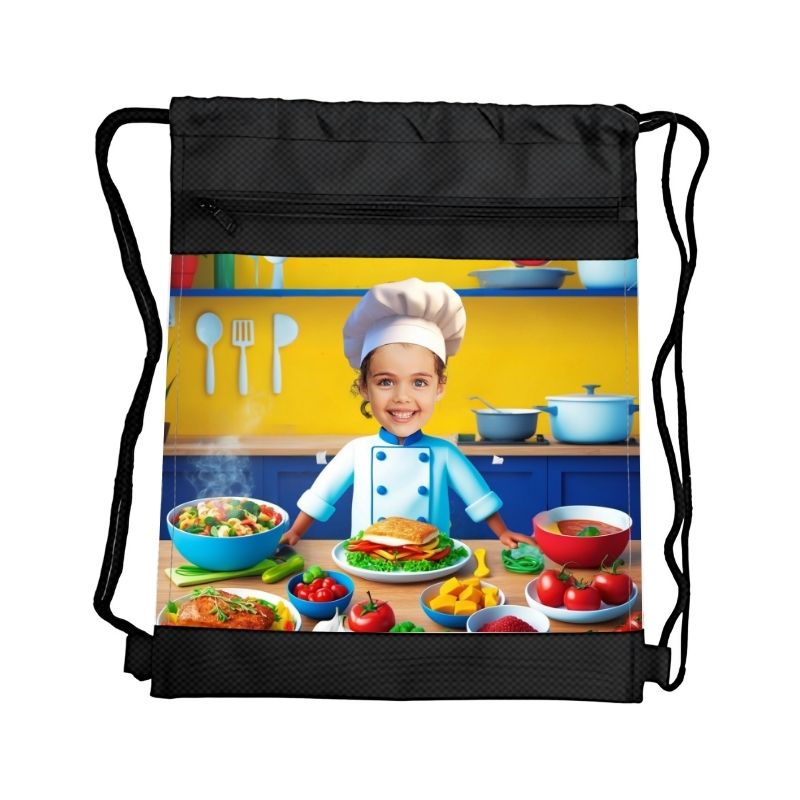 KUCHARZ 3 PERSONALIZOWANY WOREK Z BAJKOWĄ GRAFIKĄ i TWOIM ZDJĘCIEM Z PRZEGRÓDKAMI NA ZAMEK