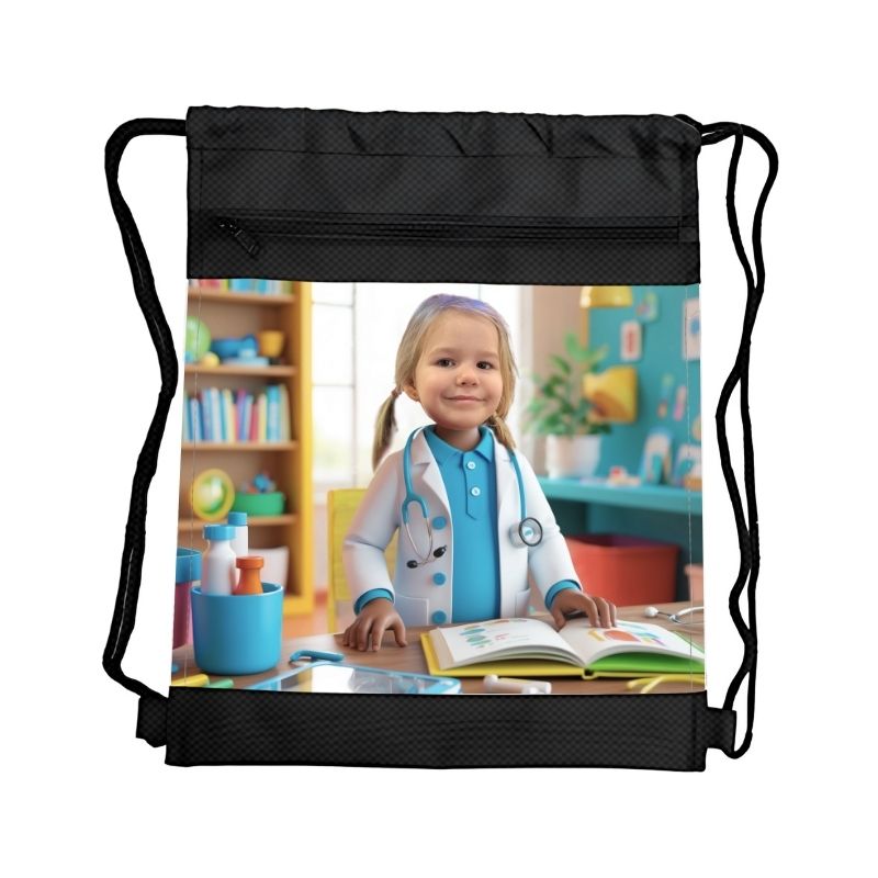 LEKARZ PERSONALIZOWANY WOREK Z BAJKOWĄ GRAFIKĄ i TWOIM ZDJĘCIEM Z PRZEGRÓDKAMI NA ZAMEK