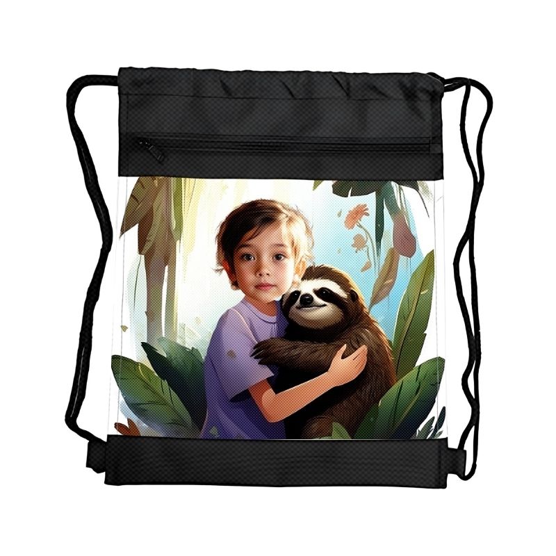 LENIWIEC PERSONALIZOWANY WOREK Z BAJKOWĄ GRAFIKĄ i TWOIM ZDJĘCIEM Z PRZEGRÓDKAMI NA ZAMEK