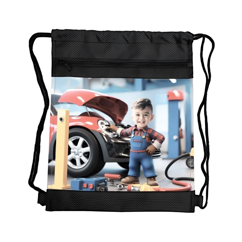 MECHANIK PERSONALIZOWANY WOREK Z BAJKOWĄ GRAFIKĄ i TWOIM ZDJĘCIEM Z PRZEGRÓDKAMI NA ZAMEK