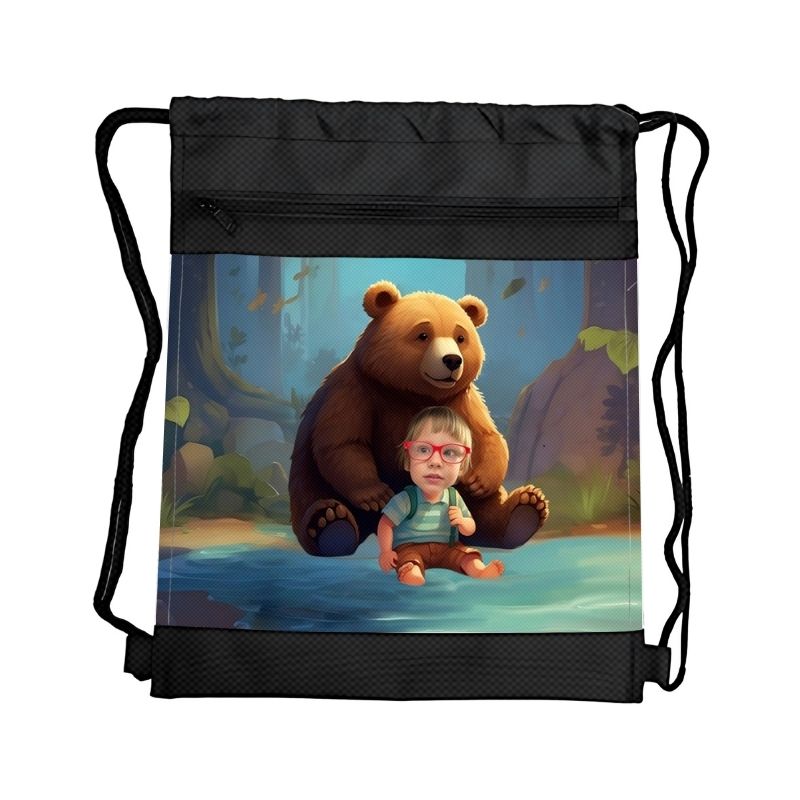 MIŚ PERSONALIZOWANY WOREK Z BAJKOWĄ GRAFIKĄ i TWOIM ZDJĘCIEM Z PRZEGRÓDKAMI NA ZAMEK