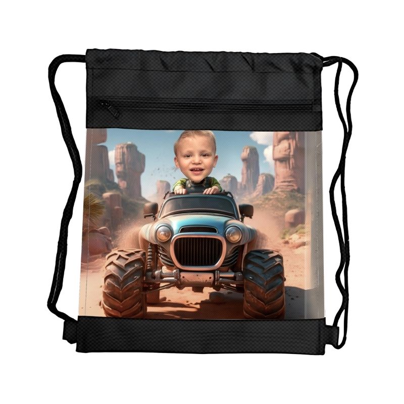 MONSTER TRUCK 3 PERSONALIZOWANY WOREK Z BAJKOWĄ GRAFIKĄ i TWOIM ZDJĘCIEM Z PRZEGRÓDKAMI NA ZAMEK POJAZDY