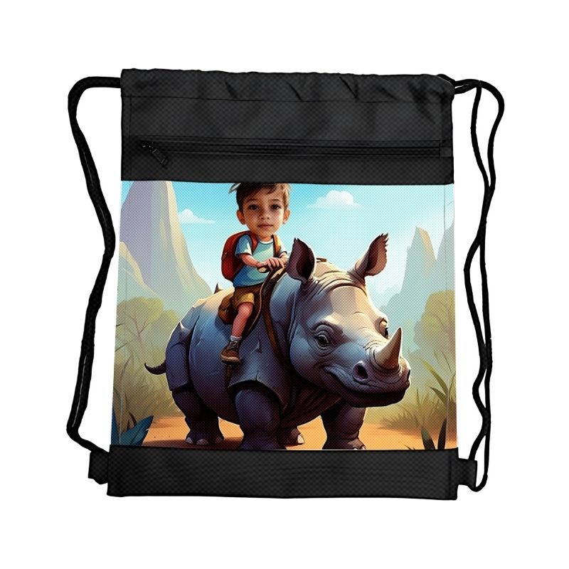 NOSOROŻEC PERSONALIZOWANY WOREK Z BAJKOWĄ GRAFIKĄ i TWOIM ZDJĘCIEM Z PRZEGRÓDKAMI NA ZAMEK