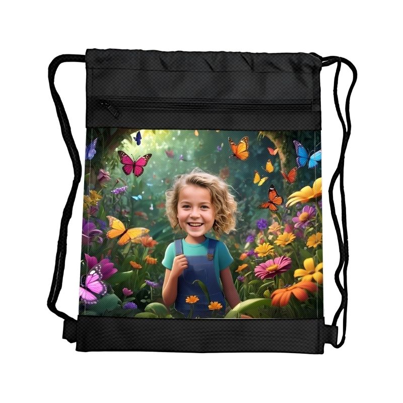 TAJEMNICZY OGRÓD 2 MOTYLE PERSONALIZOWANY WOREK Z BAJKOWĄ GRAFIKĄ i TWOIM ZDJĘCIEM Z PRZEGRÓDKAMI NA ZAMEK