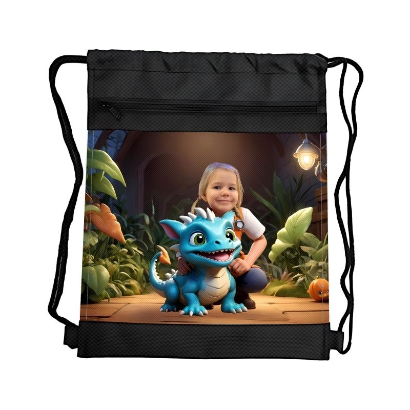 OPIEKUNKA SMOKA PERSONALIZOWANY WOREK Z BAJKOWĄ GRAFIKĄ i TWOIM ZDJĘCIEM Z PRZEGRÓDKAMI NA ZAMEK