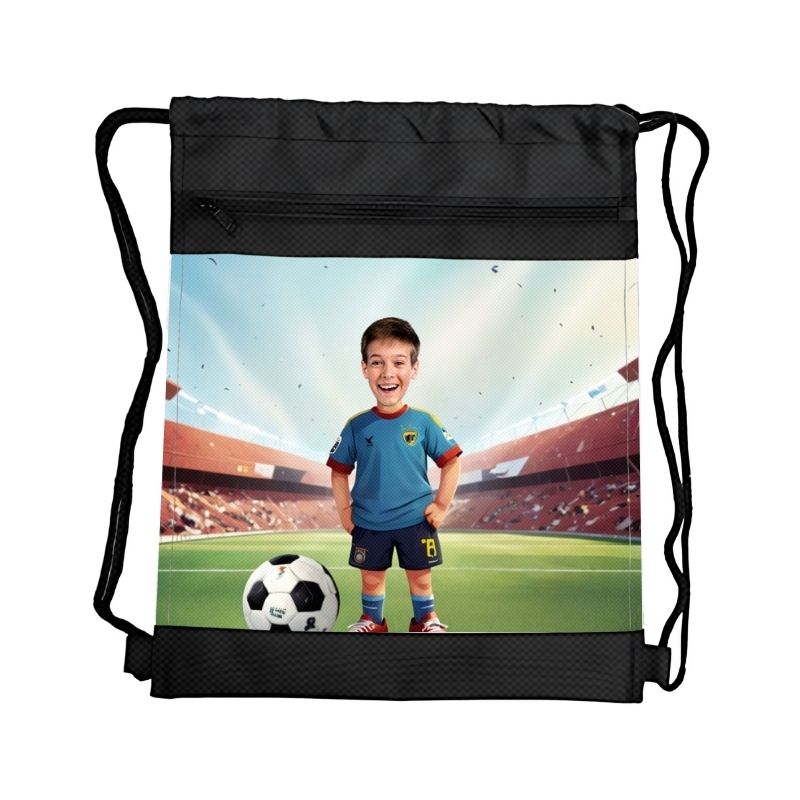 PIŁKARSKIE MARZENIA 12 PERSONALIZOWANY WOREK Z BAJKOWĄ GRAFIKĄ i TWOIM ZDJĘCIEM Z PRZEGRÓDKAMI NA ZAMEK