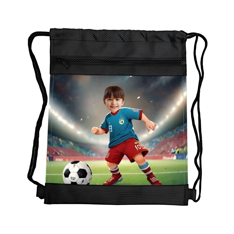 PIŁKARSKIE MARZENIA 11 PERSONALIZOWANY WOREK Z BAJKOWĄ GRAFIKĄ i TWOIM ZDJĘCIEM Z PRZEGRÓDKAMI NA ZAMEK