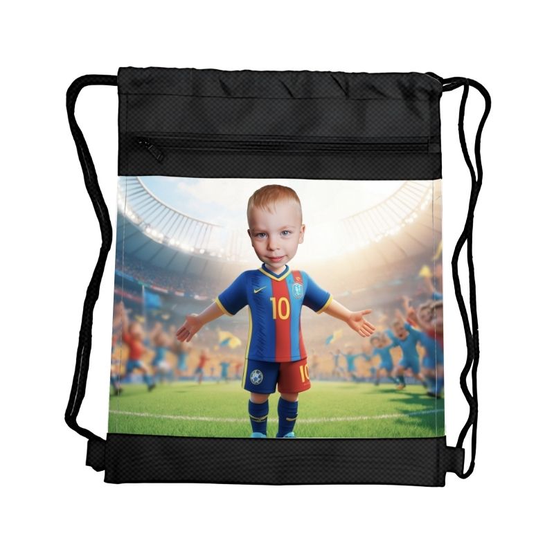 PIŁKARSKIE MARZENIA 15 PERSONALIZOWANY WOREK Z BAJKOWĄ GRAFIKĄ i TWOIM ZDJĘCIEM Z PRZEGRÓDKAMI NA ZAMEK