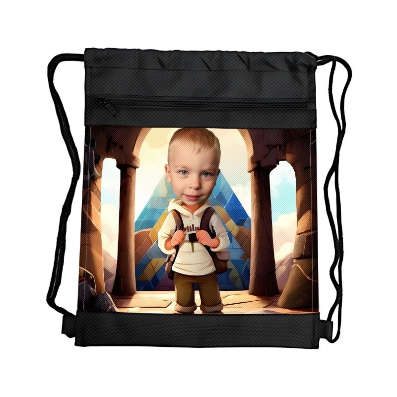 PIRAMIDA PERSONALIZOWANY WOREK Z BAJKOWĄ GRAFIKĄ i TWOIM ZDJĘCIEM Z PRZEGRÓDKAMI NA ZAMEK