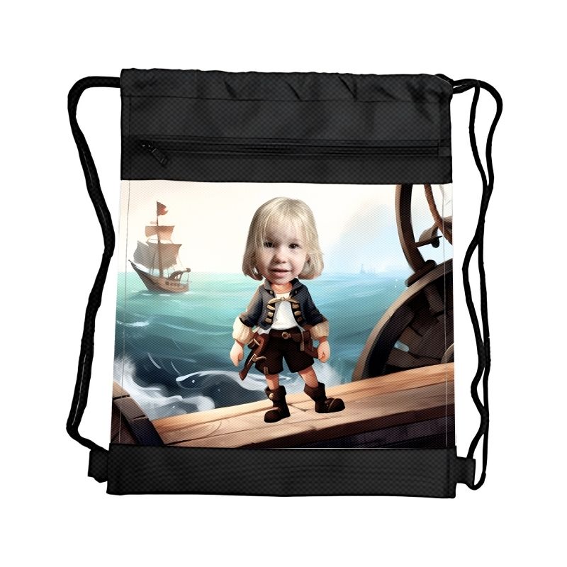 PIRAT 1 PERSONALIZOWANY WOREK Z BAJKOWĄ GRAFIKĄ i TWOIM ZDJĘCIEM Z PRZEGRÓDKAMI NA ZAMEK