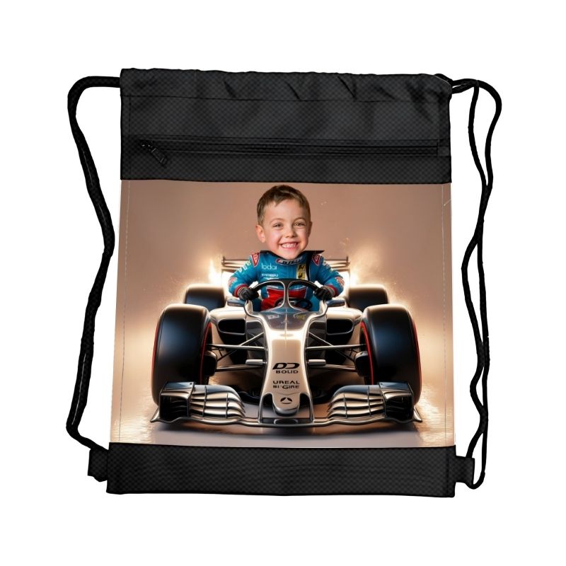 RAJDOWIEC PERSONALIZOWANY WOREK Z BAJKOWĄ GRAFIKĄ i TWOIM ZDJĘCIEM Z PRZEGRÓDKAMI NA ZAMEK POJAZDY