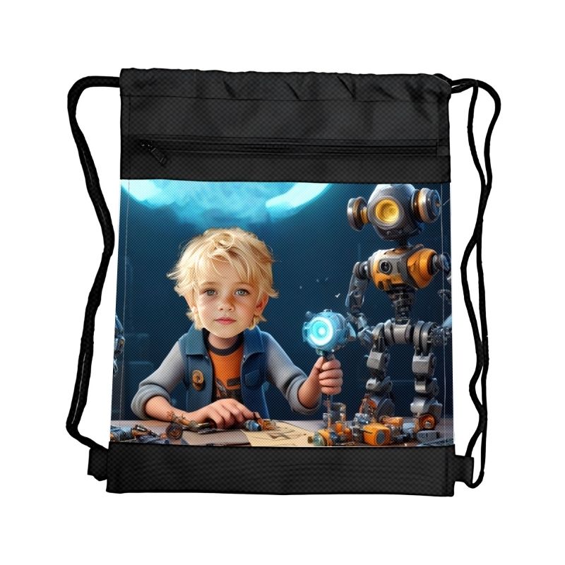 ROBOTY 2 PERSONALIZOWANY WOREK Z BAJKOWĄ GRAFIKĄ i TWOIM ZDJĘCIEM Z PRZEGRÓDKAMI NA ZAMEK