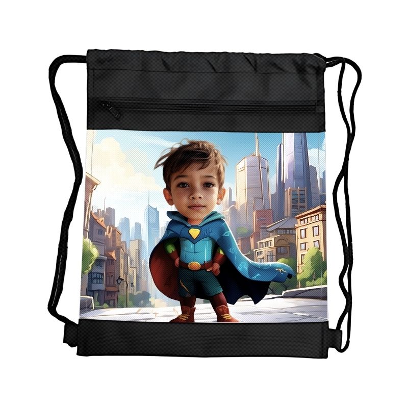 SUBERBOHATER PERSONALIZOWANY WOREK Z BAJKOWĄ GRAFIKĄ i TWOIM ZDJĘCIEM Z PRZEGRÓDKAMI NA ZAMEK