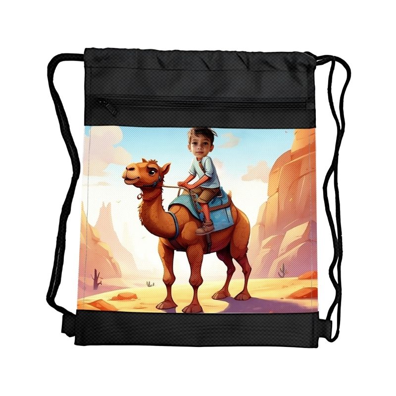 WIELBŁĄD PERSONALIZOWANY WOREK NA STRÓJ Z BAJKOWĄ GRAFIKĄ i TWOIM ZDJĘCIEM Z PRZEGRÓDKAMI NA ZAMEK