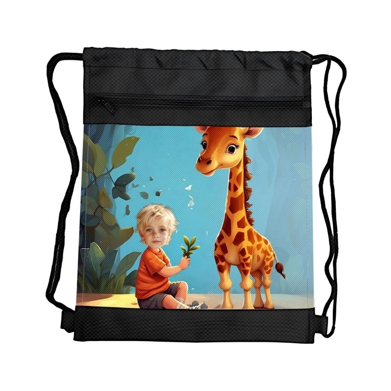 ŻYRAFA PERSONALIZOWANY WOREK NA STRÓJ Z BAJKOWĄ GRAFIKĄ i TWOIM ZDJĘCIEM Z PRZEGRÓDKAMI NA ZAMEK