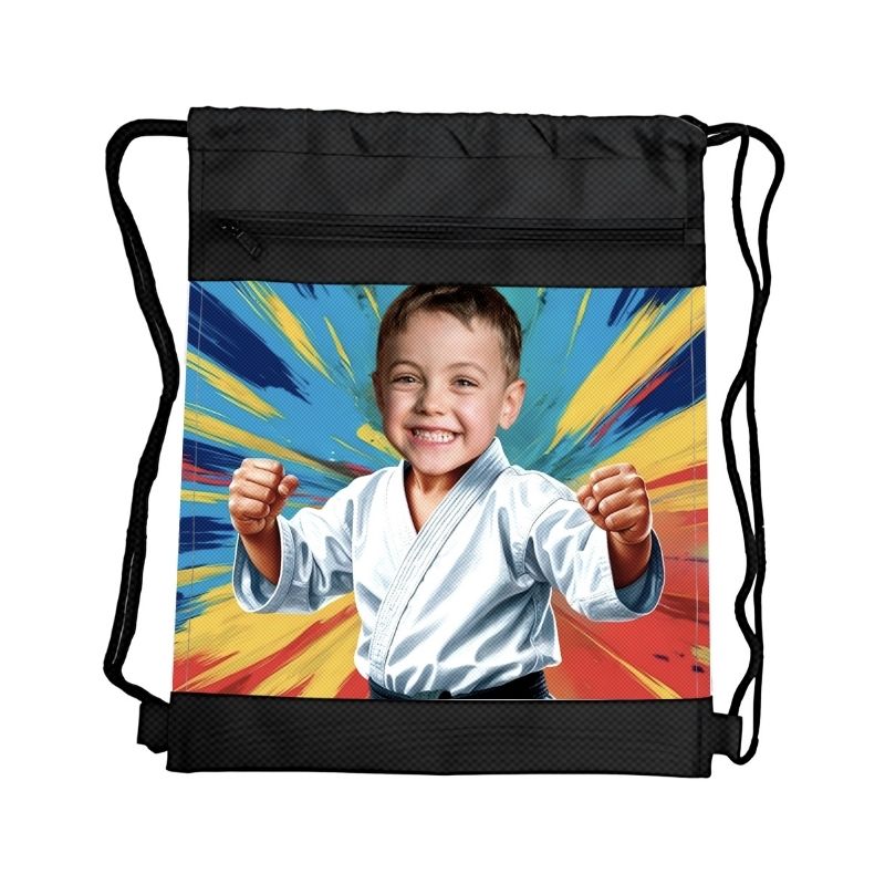 KARATE 2 PERSONALIZOWANY WOREK Z BAJKOWĄ GRAFIKĄ I TWOIM ZDJĘCIEM Z PRZEGRÓDKAMI NA ZAMEK